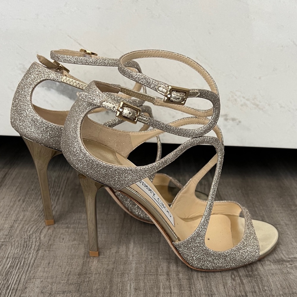 Jimmy Choo Lang Heels, Platinum Ice